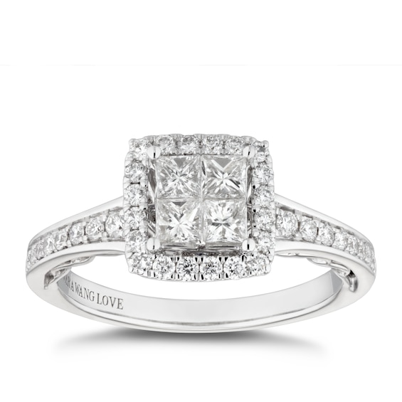 Vera Wang 18ct White Gold 0.69ct Total Diamond Halo Ring