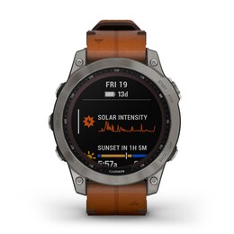 Garmin Fenix 7 Solar Brown Leather Strap Smartwatch