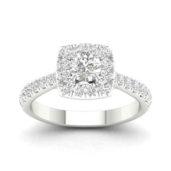 Engagement Ring 18ct White Gold and Platinum Halo 1ct Diamon
