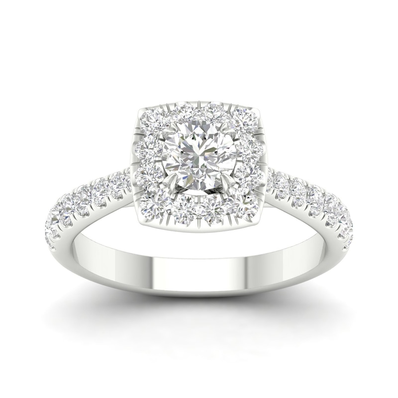 18ct White Gold & Platinum 1ct Diamond Halo Ring