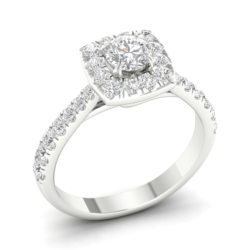 18ct White Gold & Platinum 1ct Diamond Halo Ring