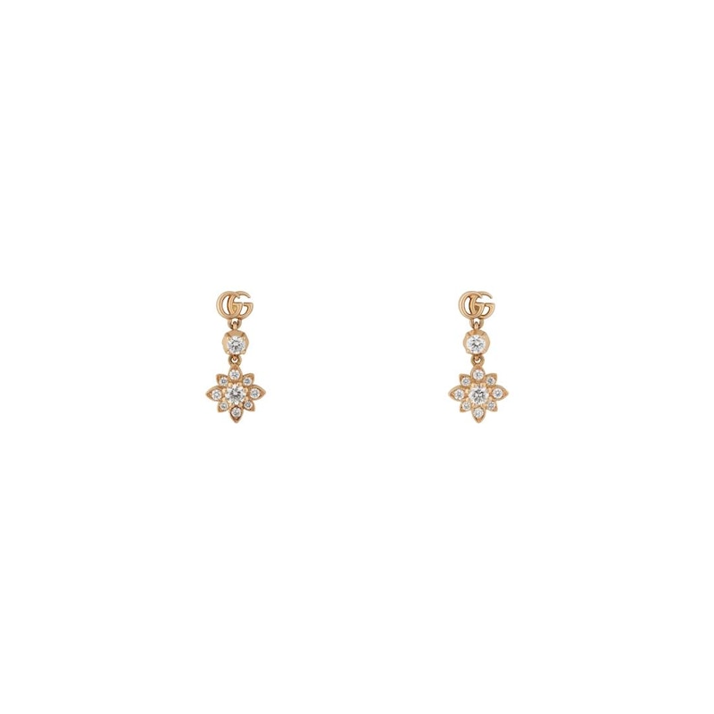 Gucci Flora 18ct Rose Gold 0.28ct Diamond Drop Earrings