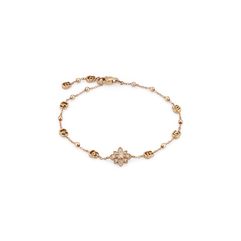 Gucci Flora 18ct Rose Gold 7 Inch 0.16ct Diamond Bracelet