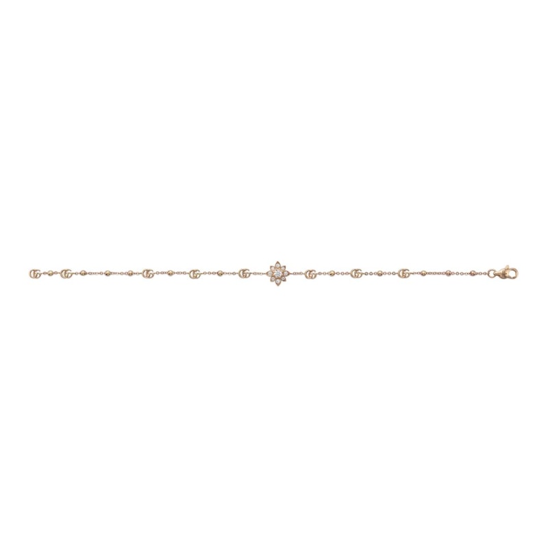 Gucci Flora 18ct Rose Gold 7 Inch 0.16ct Diamond Bracelet