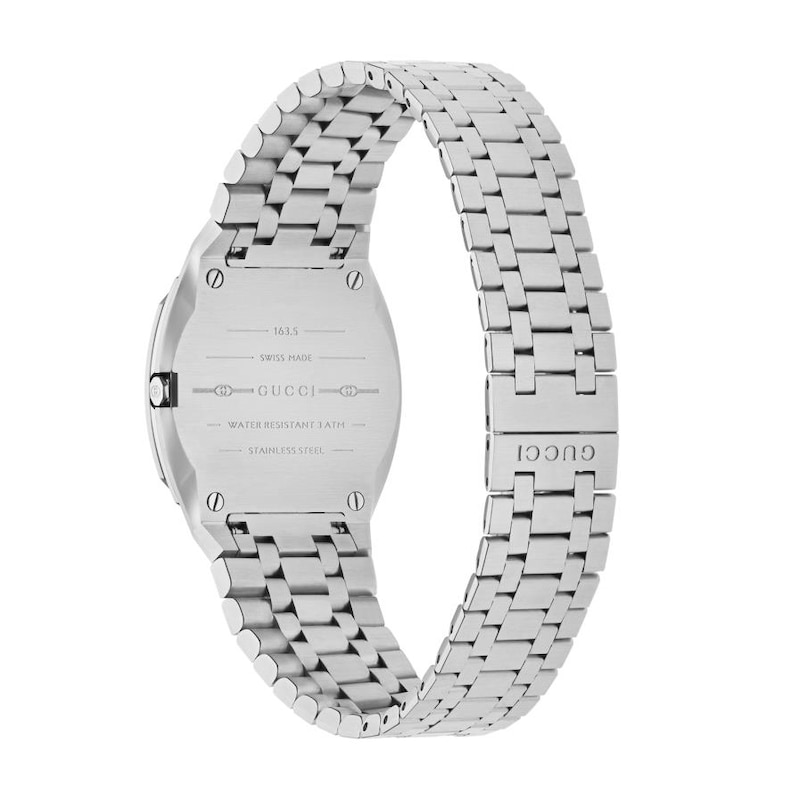 GUCCI 25H Silver Tone Dial Stainless Steel Bracelet Watch