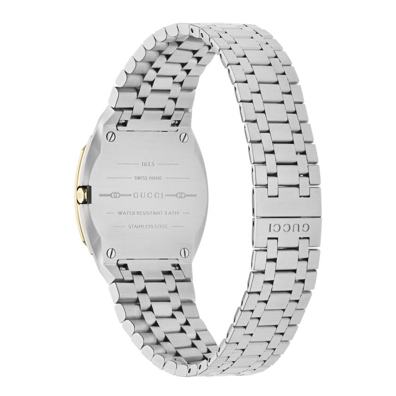 GUCCI 25H Gold-Tone Dial Stainless Steel Bracelet Watch