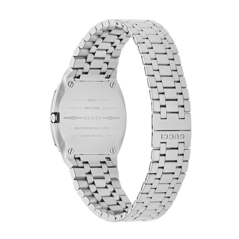 GUCCI 25H Diamond Silver-Tone Dial Bracelet Watch