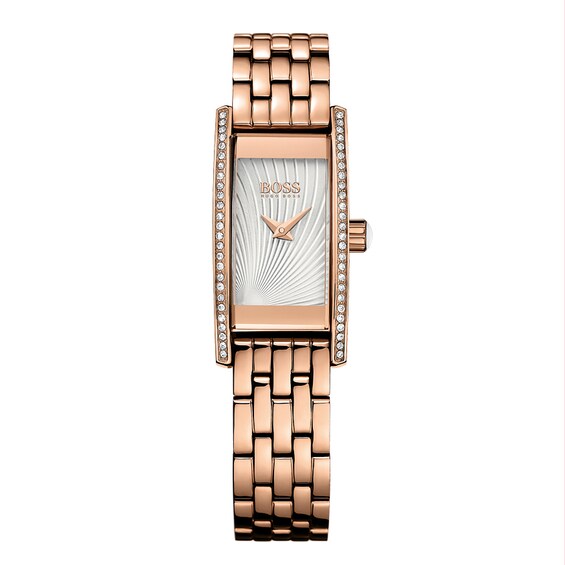 BOSS Ladies’ Stone Set Rose Gold Plated Bracelet Watch