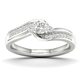 Engagement Ring The Diamond Story 18ct White Gold 0.33ct Diamond Trilogy Ring