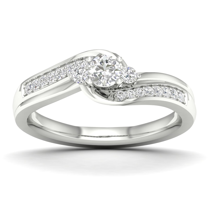 Main Image 1 of Engagement Ring The Diamond Story 18ct White Gold 0.33ct Diamond Trilogy Ring