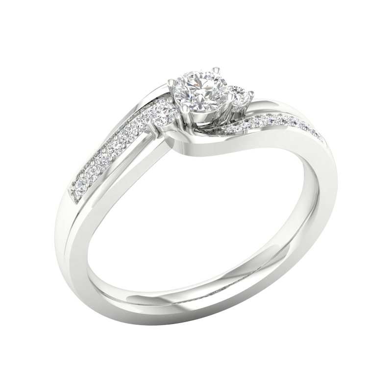 Main Image 2 of Engagement Ring The Diamond Story 18ct White Gold 0.33ct Diamond Trilogy Ring
