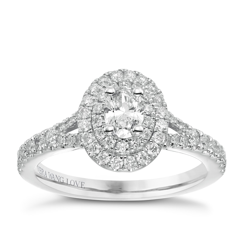 Vera Wang 18ct White Gold 0.75ct Total Diamond Halo Ring | Ernest Jones