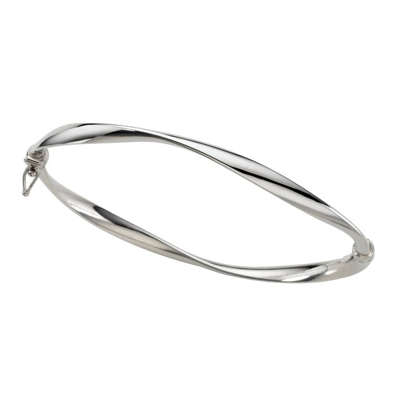 9ct White Gold Wave Design Bangle