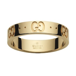 Gucci Icon 18ct Yellow Gold Slim GG Ring - Size O