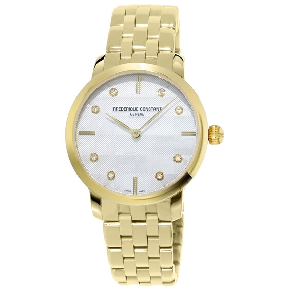 Frederique Constant Slimline Yellow Gold Tone Bracelet Watch