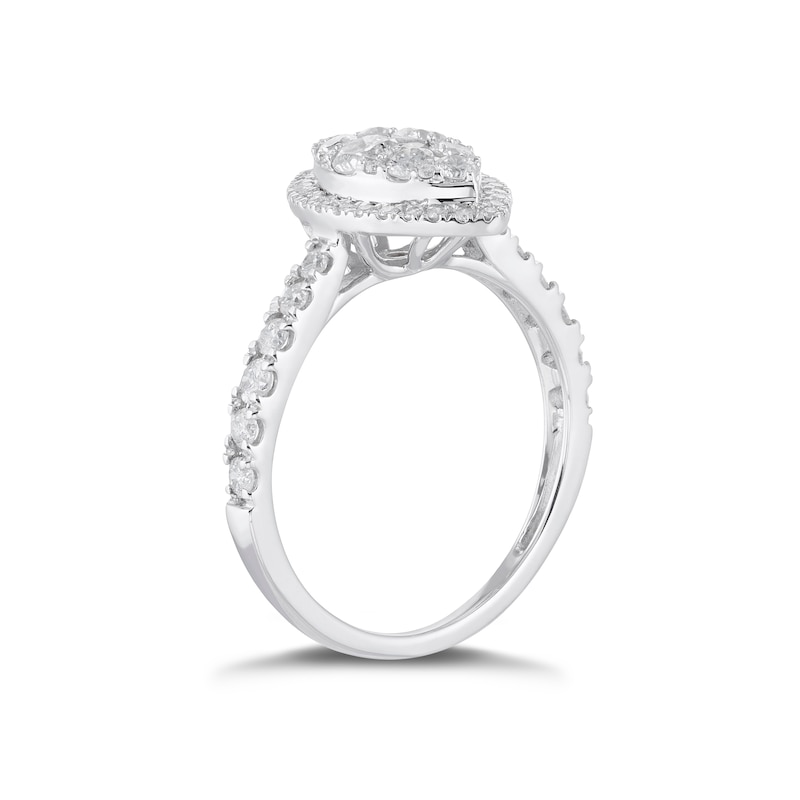 Main Image 2 of Engagement Ring 18ct White Gold 1ct Total Diamond Marquise Cluster Ring