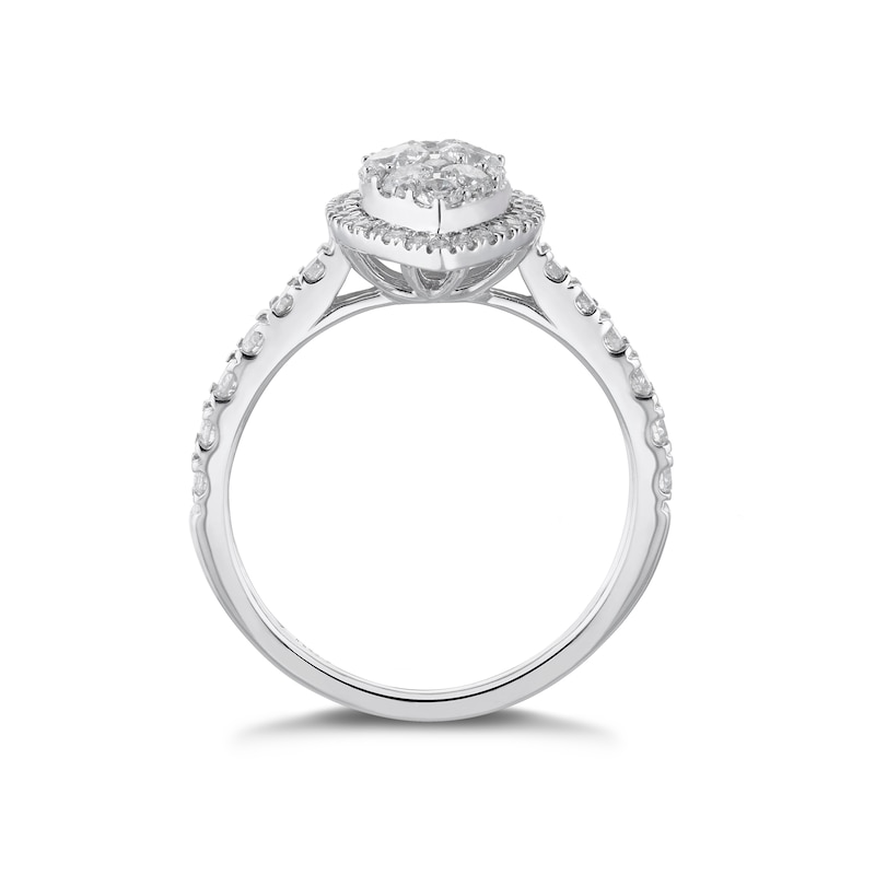 Main Image 3 of Engagement Ring 18ct White Gold 1ct Total Diamond Marquise Cluster Ring