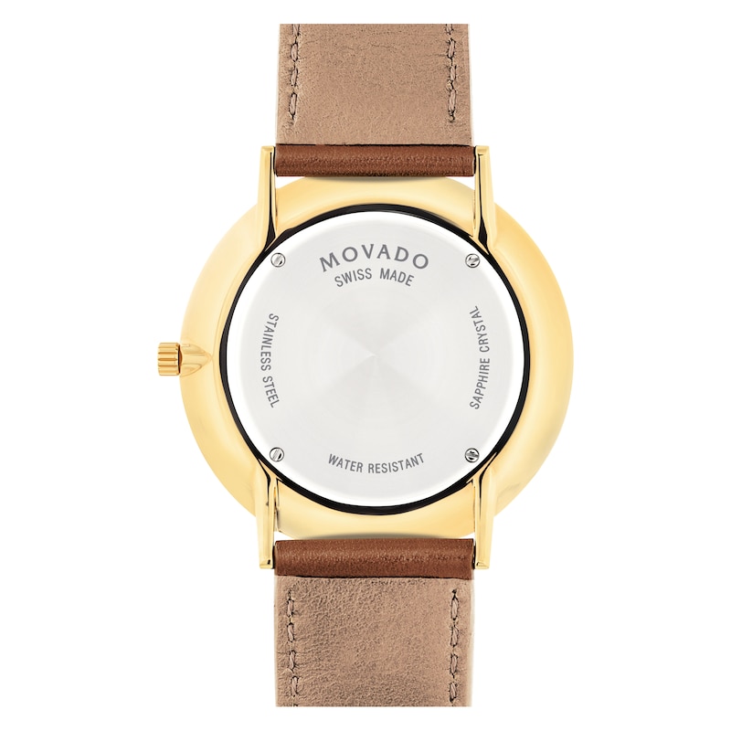 Movado Ultra Slim Men's Brown Leather Strap Watch