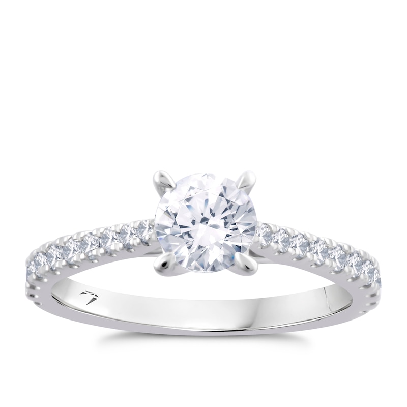 Main Image 1 of Engagement Ring Platinum 1ct Total Diamond Ring