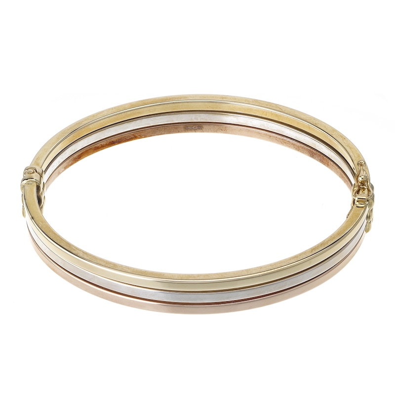 9ct Tri-Tone Gold Hinged Bangle