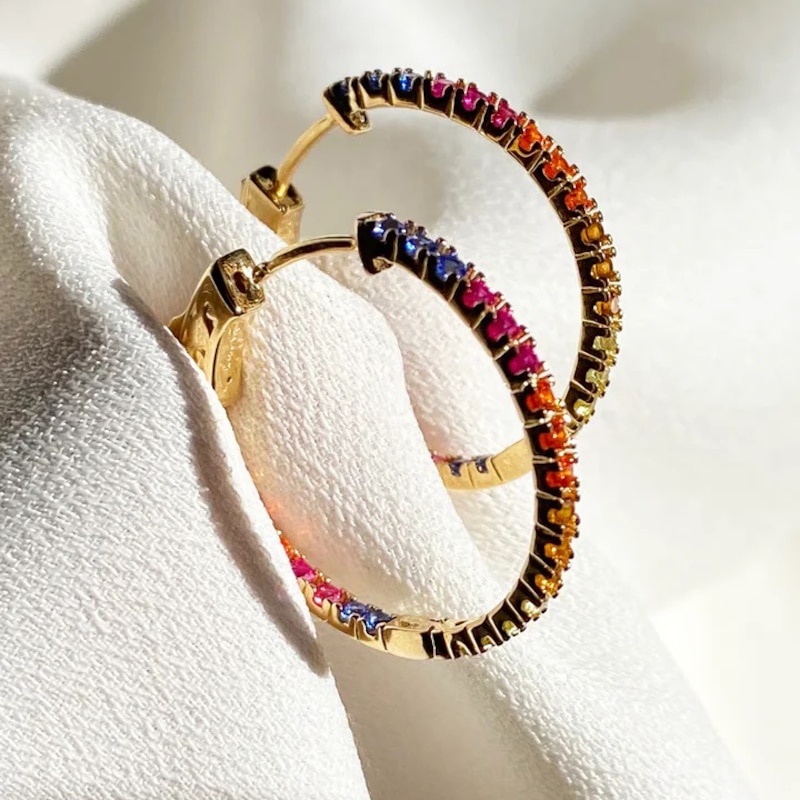 Main Image 2 of CARAT* LONDON Rainbow Yellow Gold Finish Silver Earrings