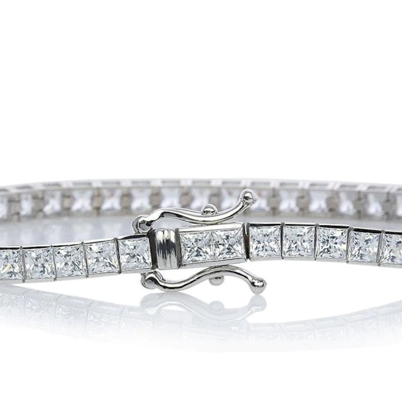 Main Image 2 of CARAT* LONDON Silver CZ Princess Cut Tennis Bracelet 16mm