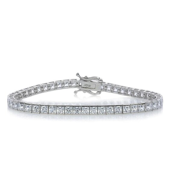 CARAT* LONDON Sterling Silver 7 CZ Princess Cut Tennis Brace