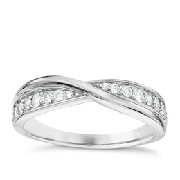 18ct White Gold 0.25ct Diamond Crossover Wedding Ring