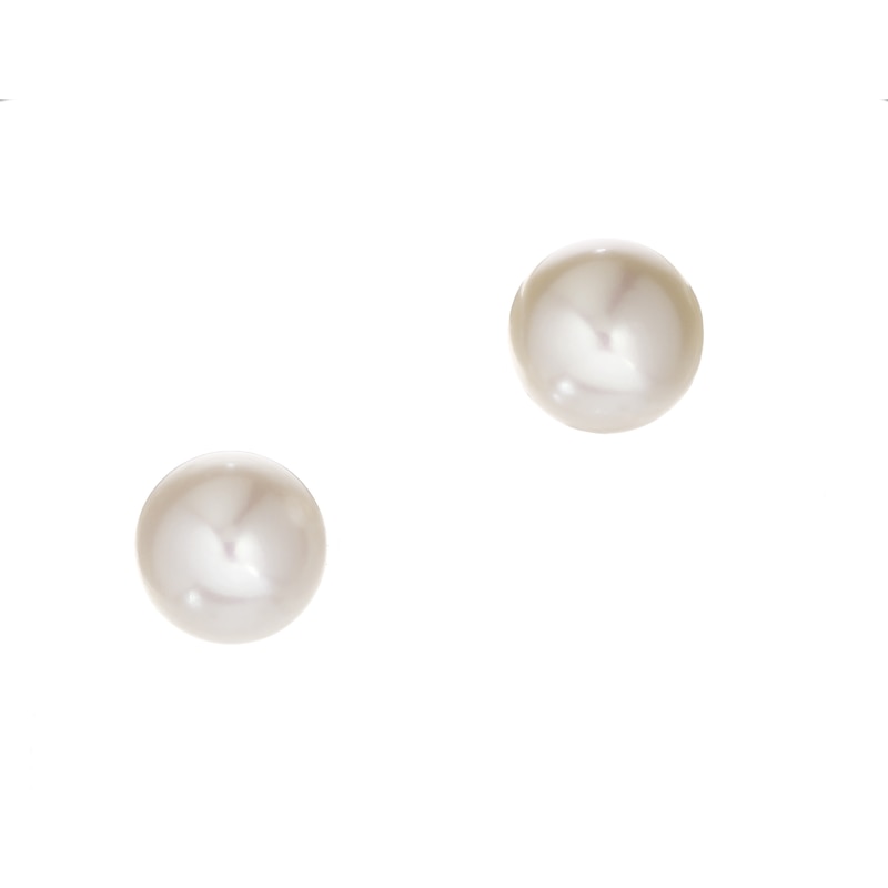 9ct Gold Cultured Freshwater Pearl 8mm Button Stud Earrings