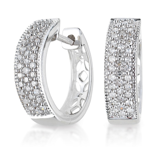 9ct White Gold 0.25ct Diamond 10mm Huggie Earrings