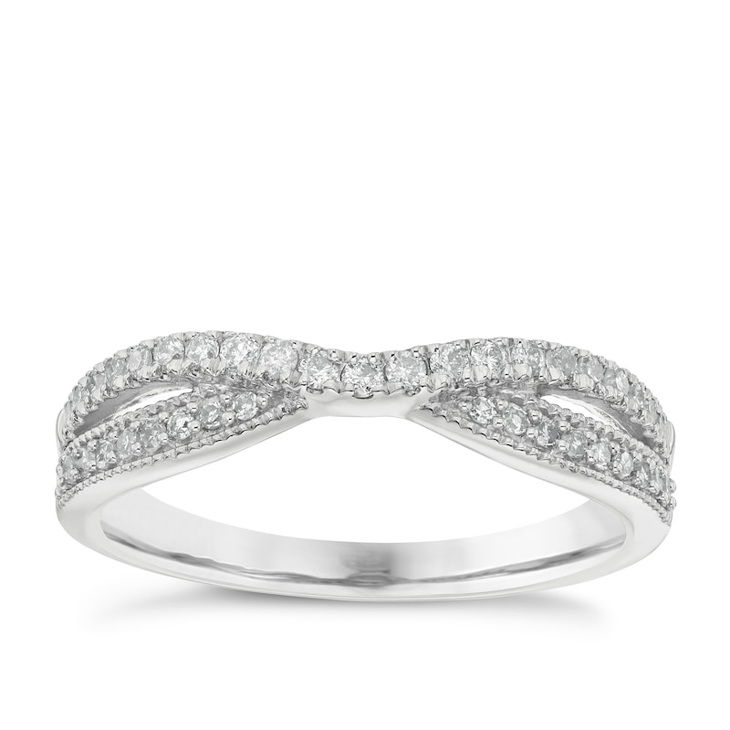 18ct White Gold 0.25ct Diamond Shaped Wedding Ring