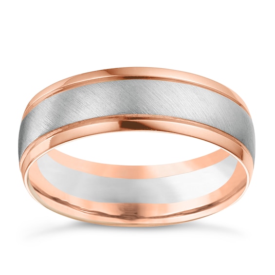 18ct White & Rose Gold Men’s Wedding Band