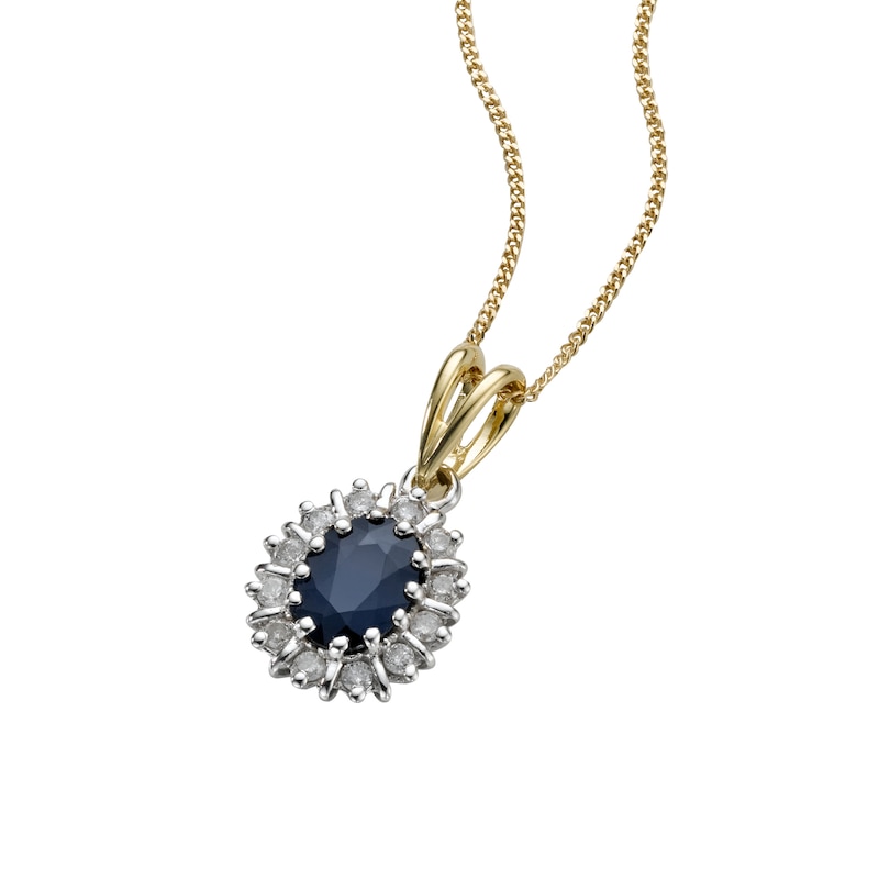 Main Image 1 of 18ct Gold Sapphire & 0.15ct Diamond Pendant