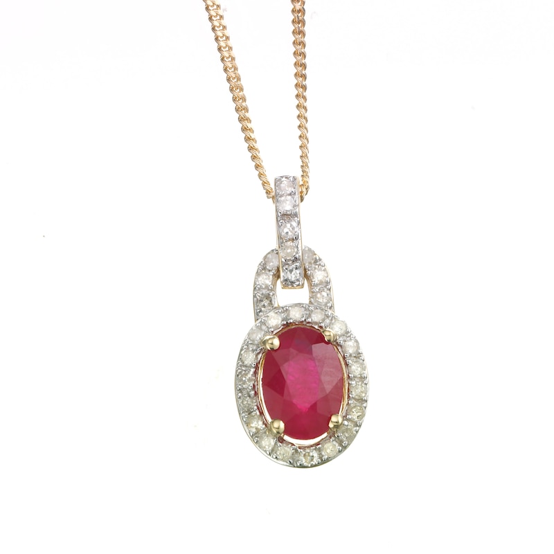 Main Image 1 of 18ct Gold Ruby & 0.20ct Diamond Pendant