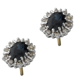 18ct Gold Sapphire & Diamond Cluster Earrings