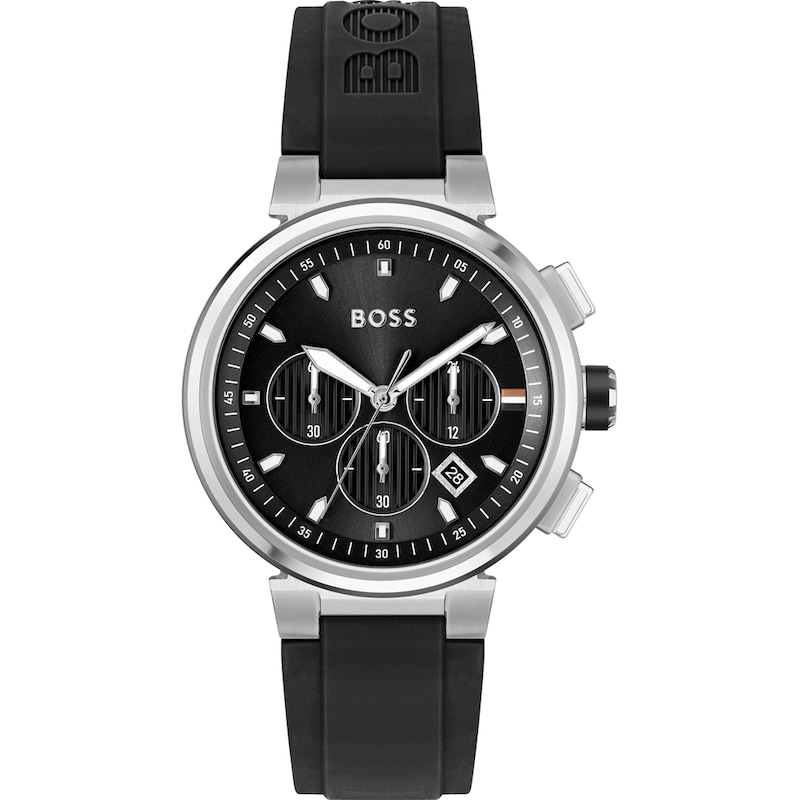 BOSS One Men's Black Rubber Strap Watch