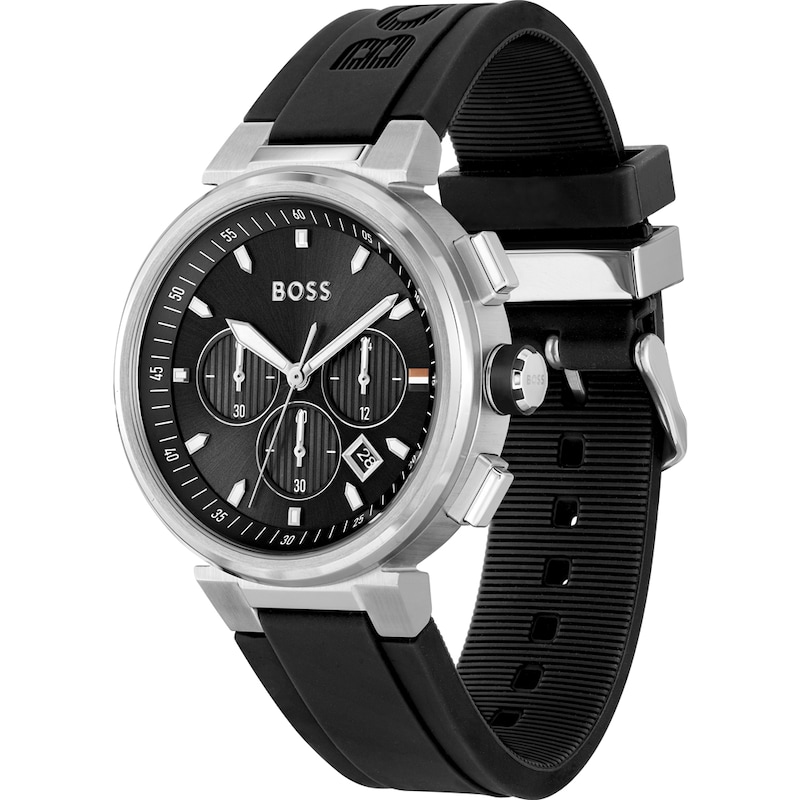 BOSS One Men's Black Rubber Strap Watch