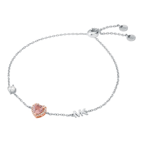 Michael Kors Love Silver Morganite Heart Slider Bracelet