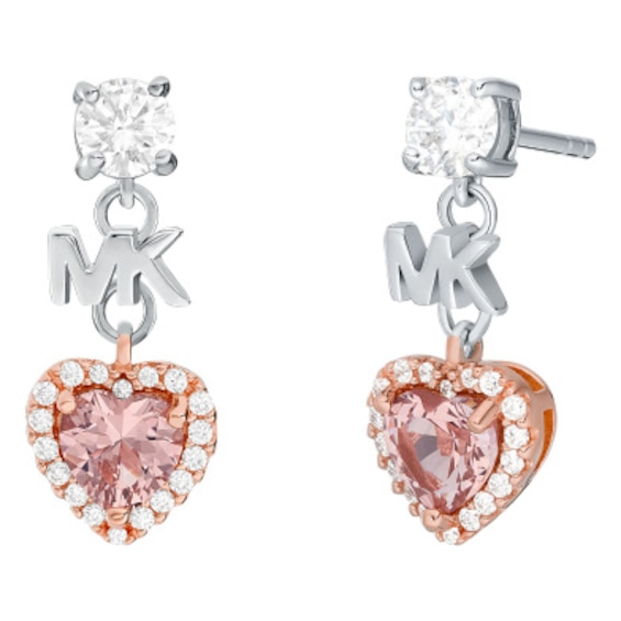 Michael Kors Love 14ct Rose Gold Plated Heart Drop Earrings