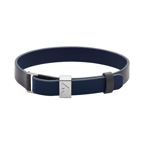 Emporio Armani Men’s Blue Leather Bracelet