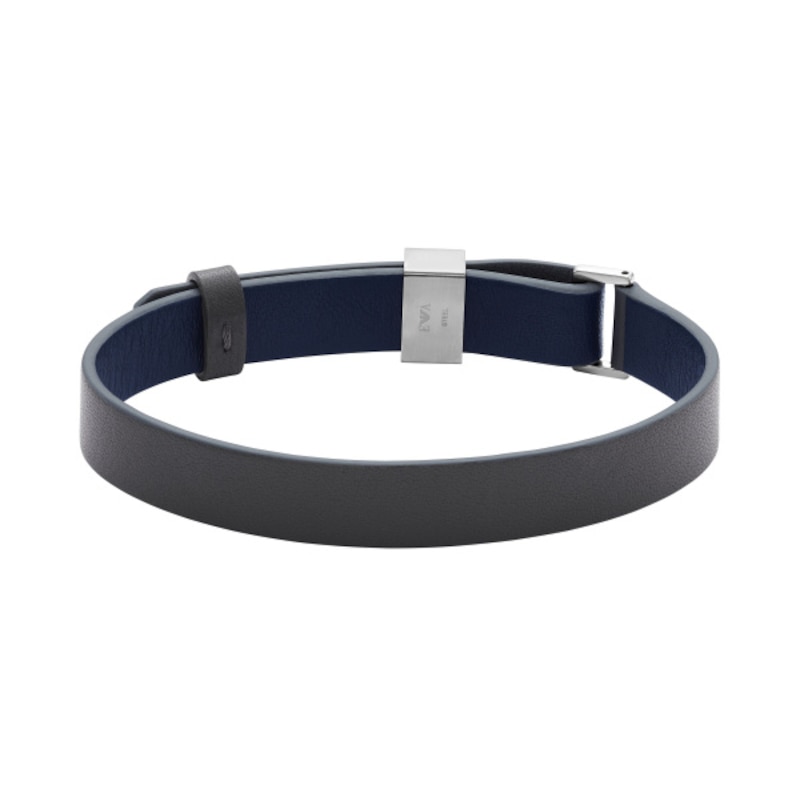 Emporio Armani Men's Blue Leather 7 Inch Bracelet