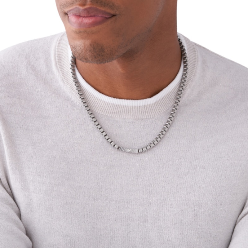 Emporio Armani Men's Textured Stainless Steel Necklace