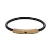 Thumbnail Image 0 of Emporio Armani Black Leather & Gold-Tone 7 Inch Bracelet