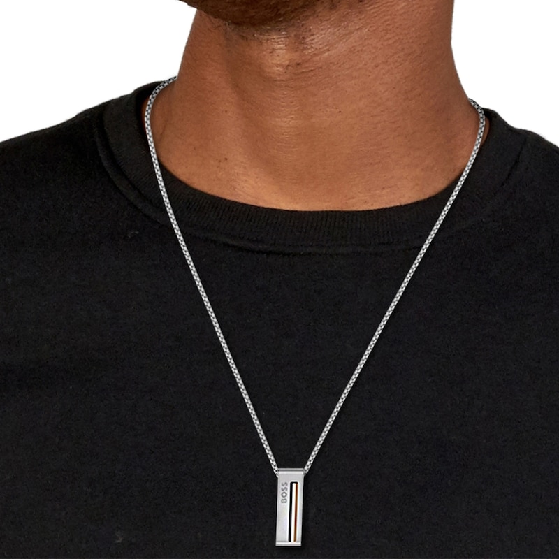 BOSS Sarkis Men's Stainless Steel Chain Pendant | Ernest Jones