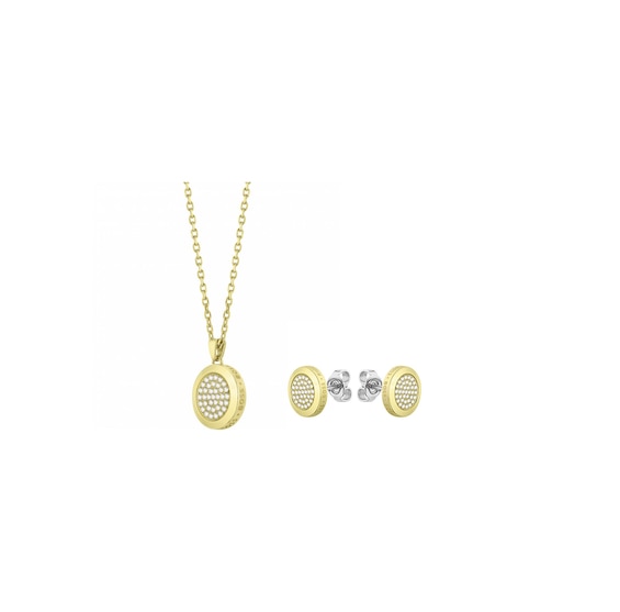 BOSS Medallion Ladies’ Yellow Gold Tone Necklace & Earrings