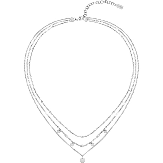 BOSS Iris Stainless Steel and Crystal Layered Necklace