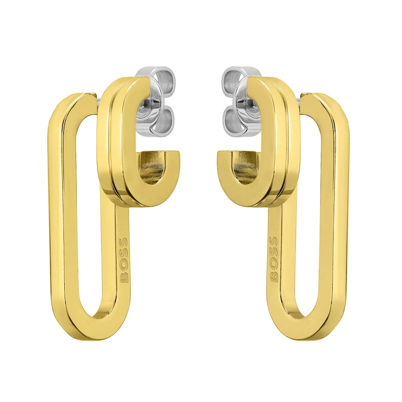 BOSS Hailey Ladies' Gold-Tone Loop Hoop Earrings