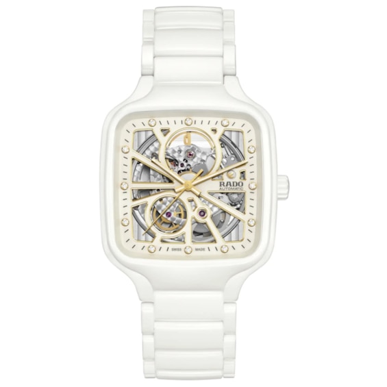 Unisex Rado True Square Automatic Open Heart Ceramic Watch