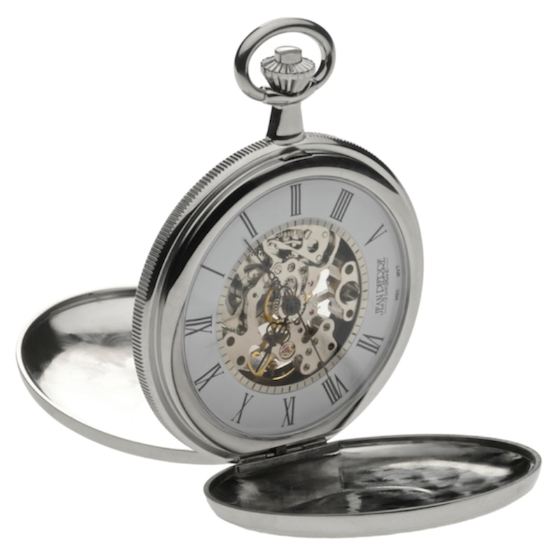 Jean Pierre Men's Skeleton Full Hunter Pocket Watch