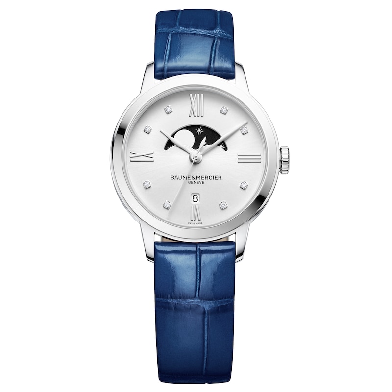 Baume & Mercier Classima Ladies' Diamond Dot Blue Leather Strap Watch